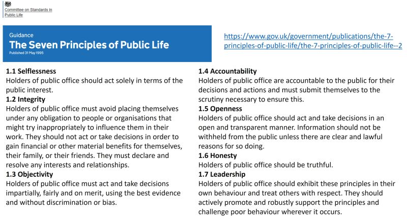 Public Service Announcement: Polite reminder about ‘The Seven Principles of Public&nbsp;Life’