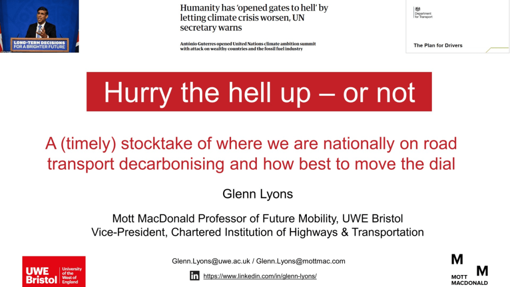 Hurry the hell up – or not: a stocktake on road transport&nbsp;decarbonisation